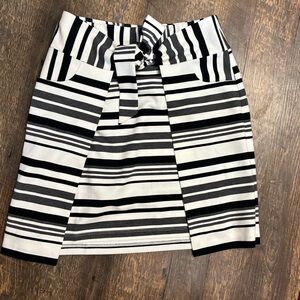 CAbi Black & White Striped Tie-Waist Mini Skirt
